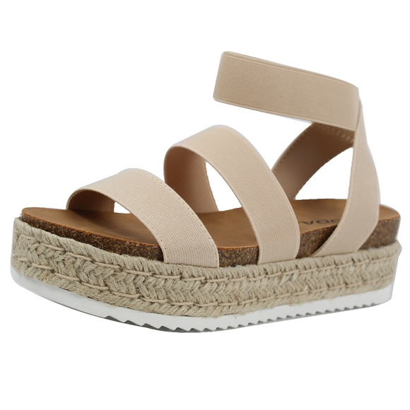 Size 5.5 Nude Open Toe Two Band Strap Ankle Strap - Picture 2 of 6